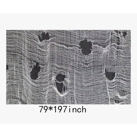 White Creepy Fabric Halloween Party Decoration 79" x 197" - Picture 3 of 5